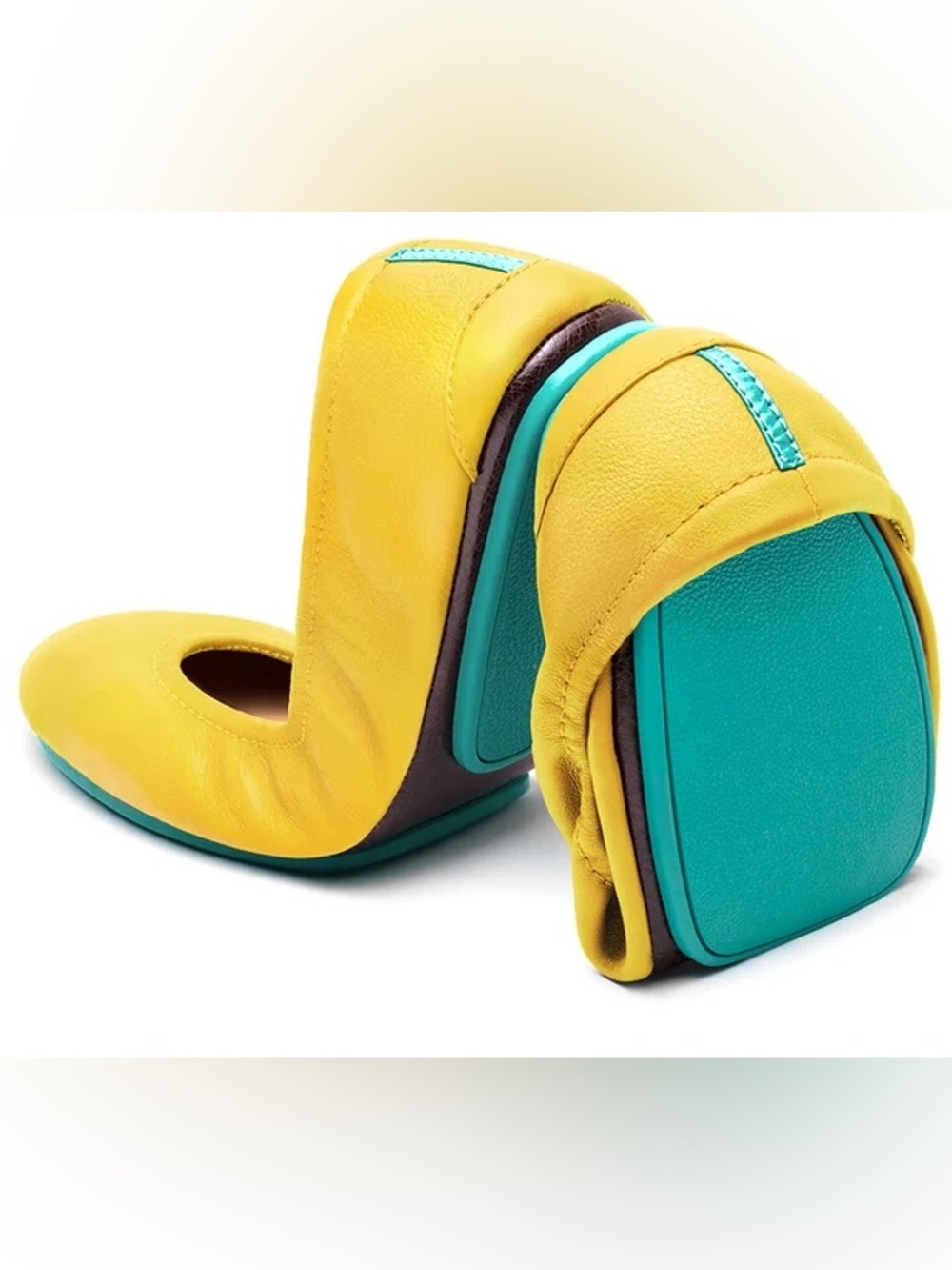 Tieks 8 mustard Yellow Leather Ballet Flats - Classic Foldable Loafers